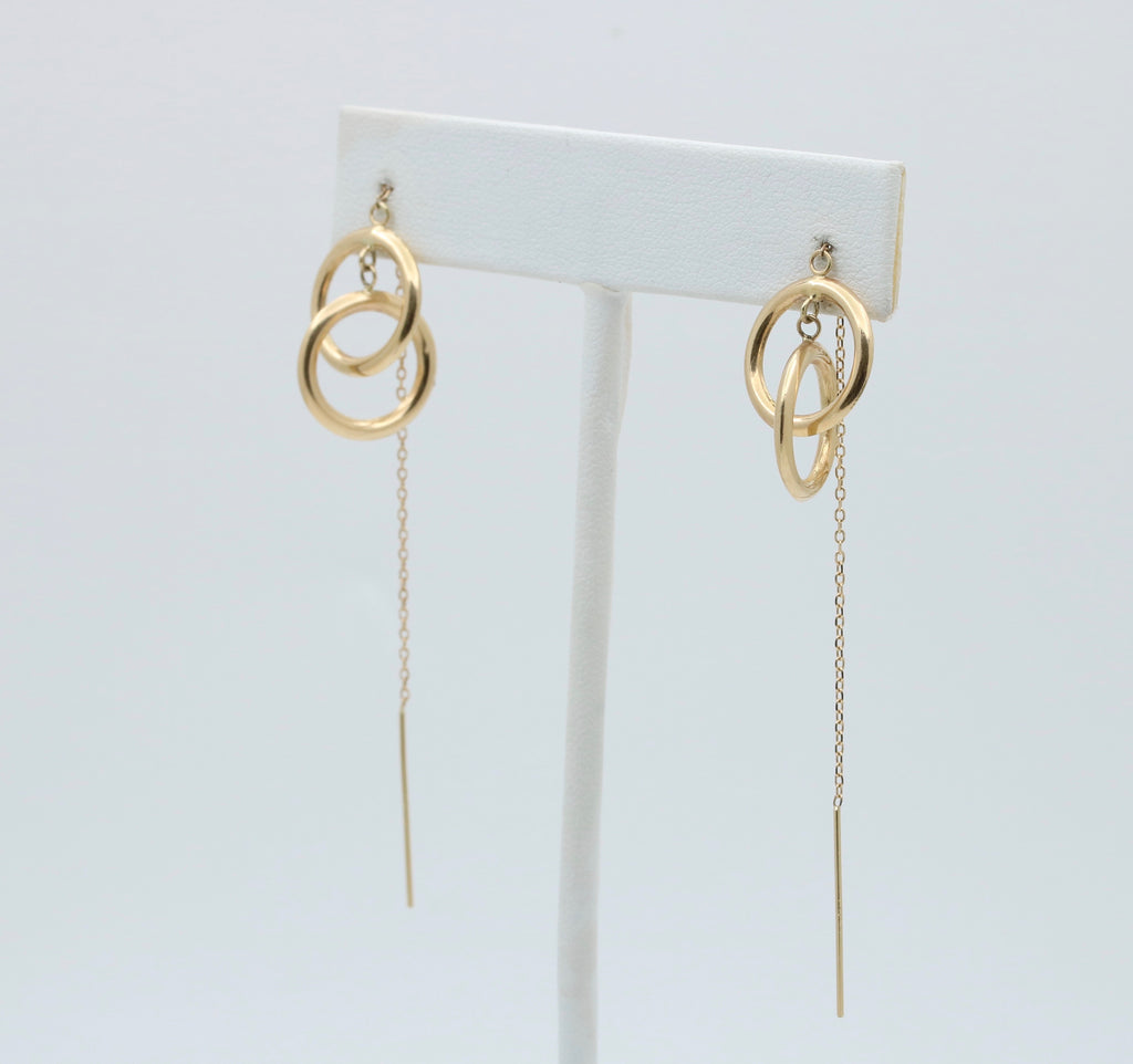 Minimalized 14K Yellow Gold Infinity Threader Earrings