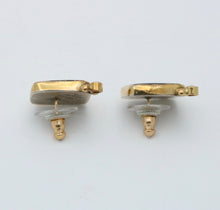 Load image into Gallery viewer, Vintage Cloisonné Open &amp; Close Rose 18K Gold &amp; Sterling Silver Studs Earrings.

