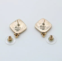 Load image into Gallery viewer, Vintage Cloisonné Open &amp; Close Rose 18K Gold &amp; Sterling Silver Studs Earrings.

