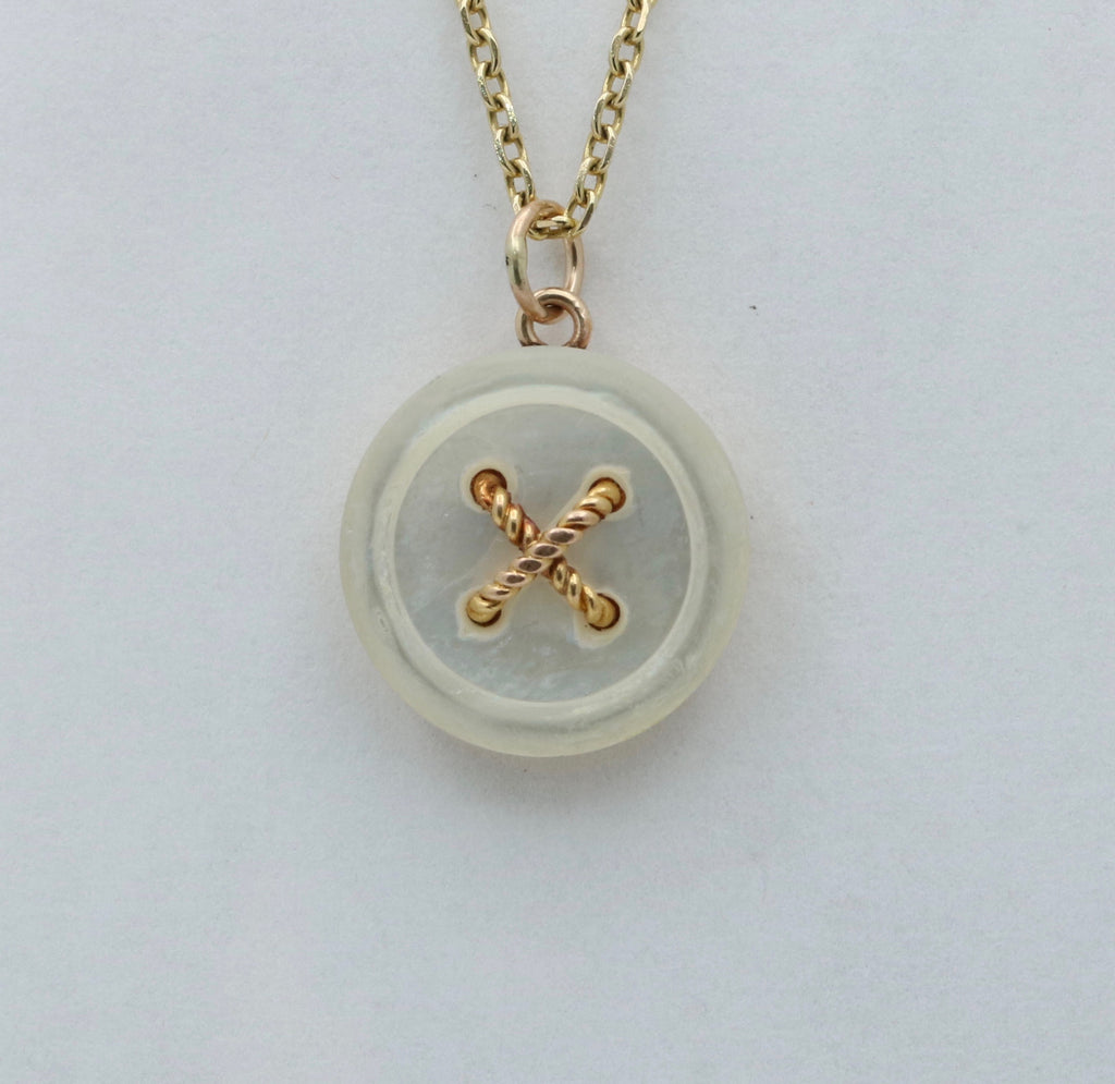 Tiffany & Co. 18K Yellow Gold Mother of Pearl Button Charm Pendant