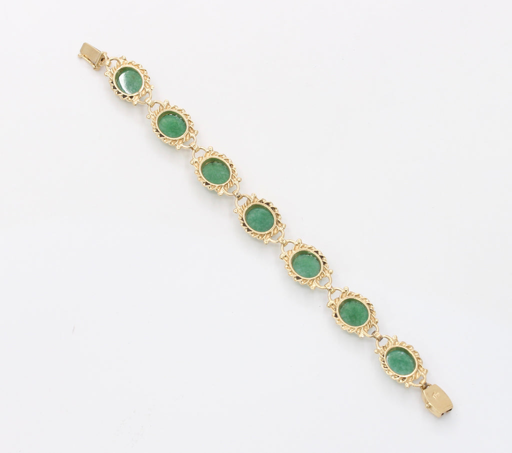 Beautiful Vintage Aventurine 14K Yellow Gold Bracelet