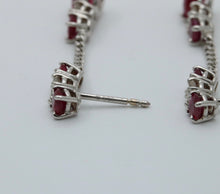 Load image into Gallery viewer, Vintage 14K White Gold Ruby &amp; Diamond Dangling Earrings
