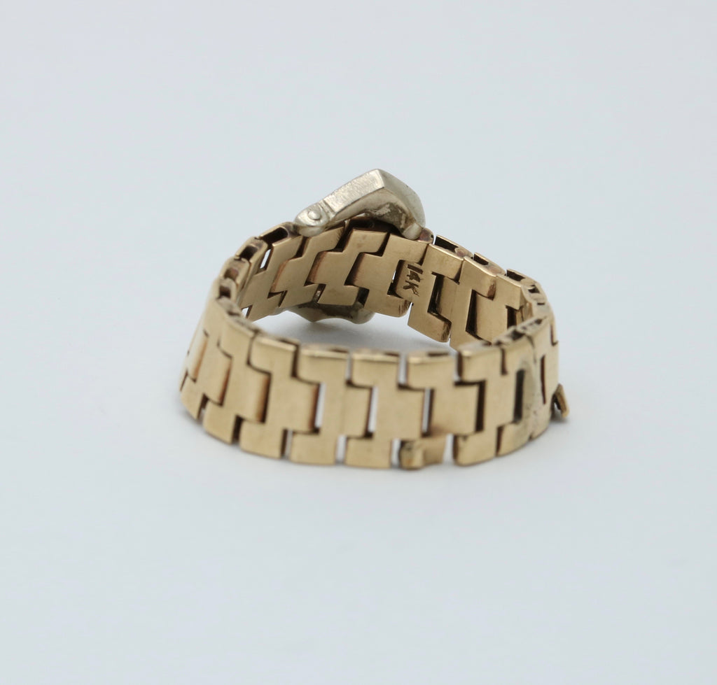Vintage 14K Yellow Gold Ruby Buckle Band