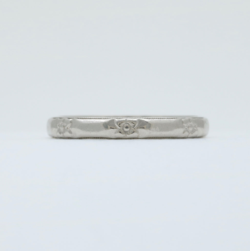 Vintage Orange Blossom Flower Platinum Wedding Band