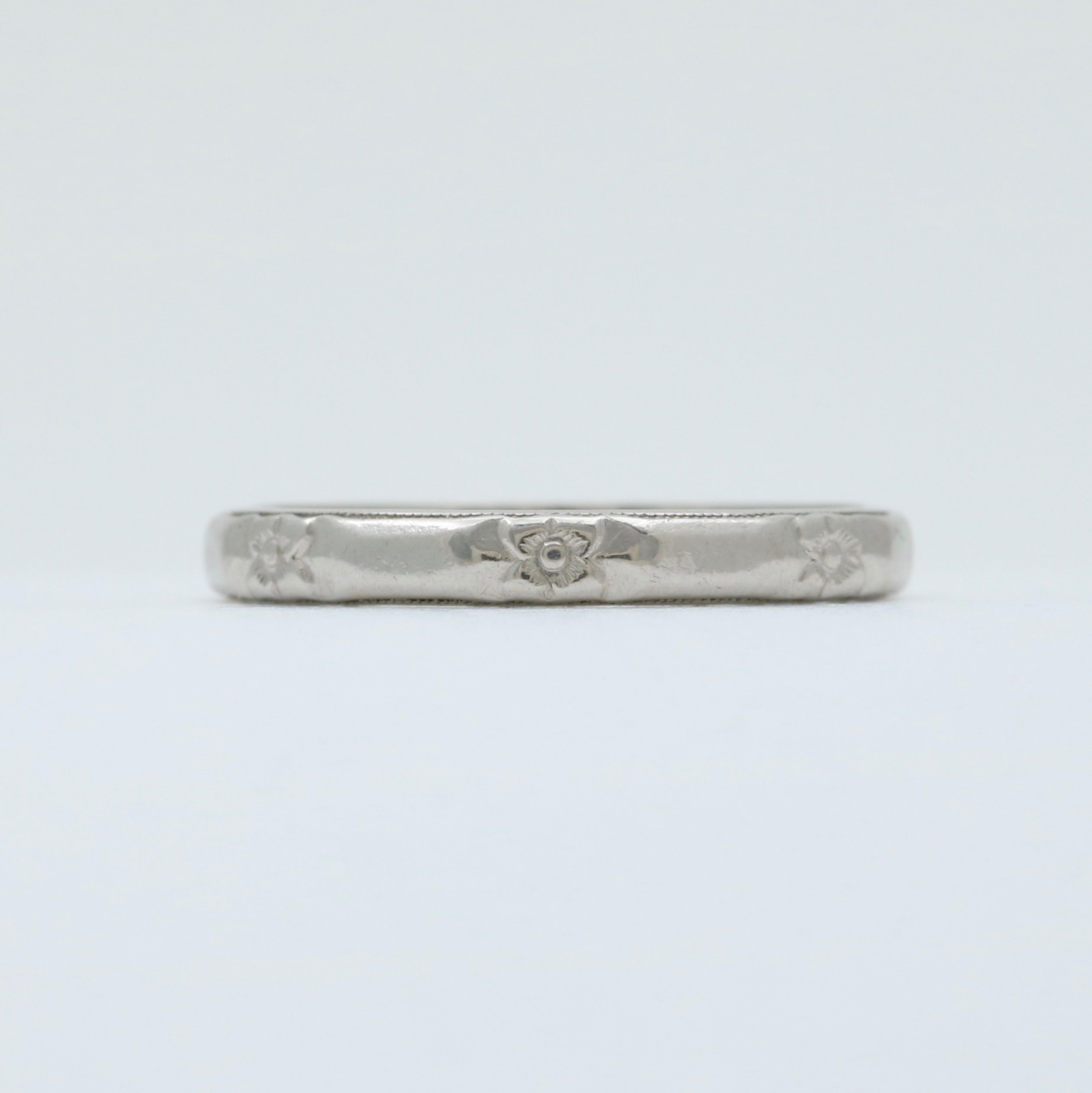 Vintage Orange Blossom Flower Platinum Wedding Band