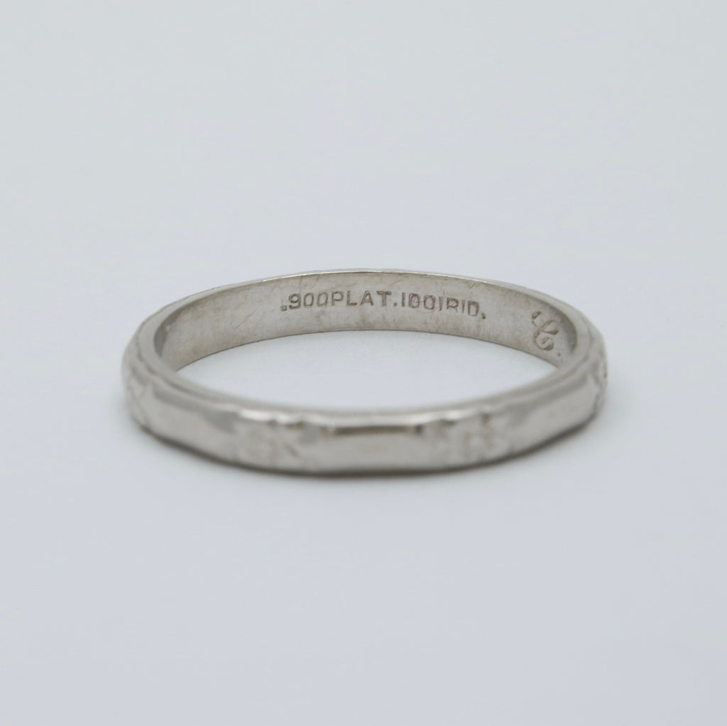 Vintage Orange Blossom Flower Platinum Wedding Band