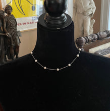 Load image into Gallery viewer, 16&quot; Vintage 14K White Gold Cultured Pearl Station Necklace
