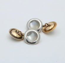 Load image into Gallery viewer, Vintage 18K White &amp; Yellow Gold Moonstone Cufflinks
