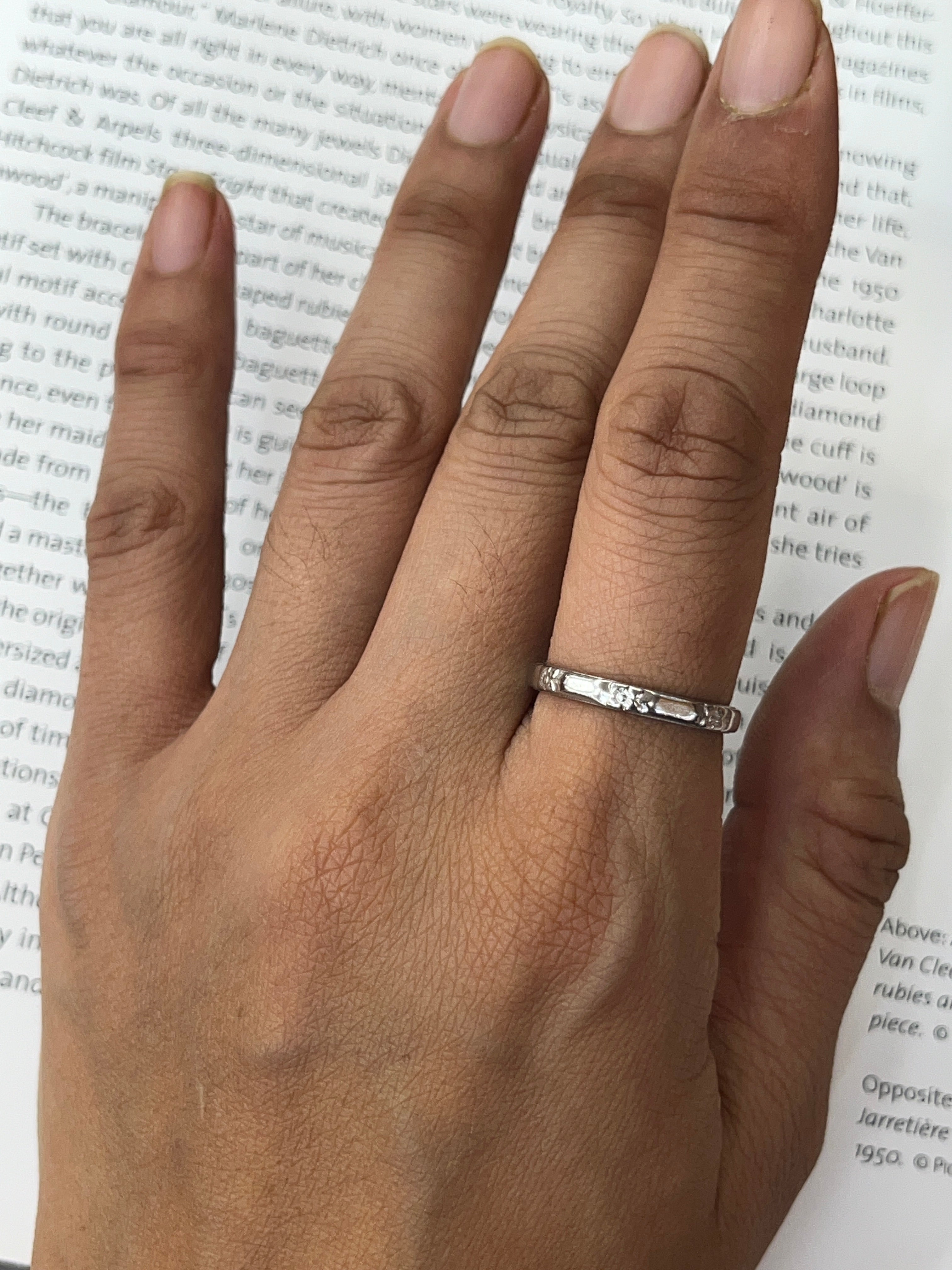Vintage Orange Blossom Flower Platinum Wedding Band