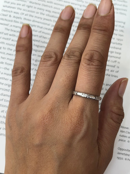 Vintage Orange Blossom Flower Platinum Wedding Band
