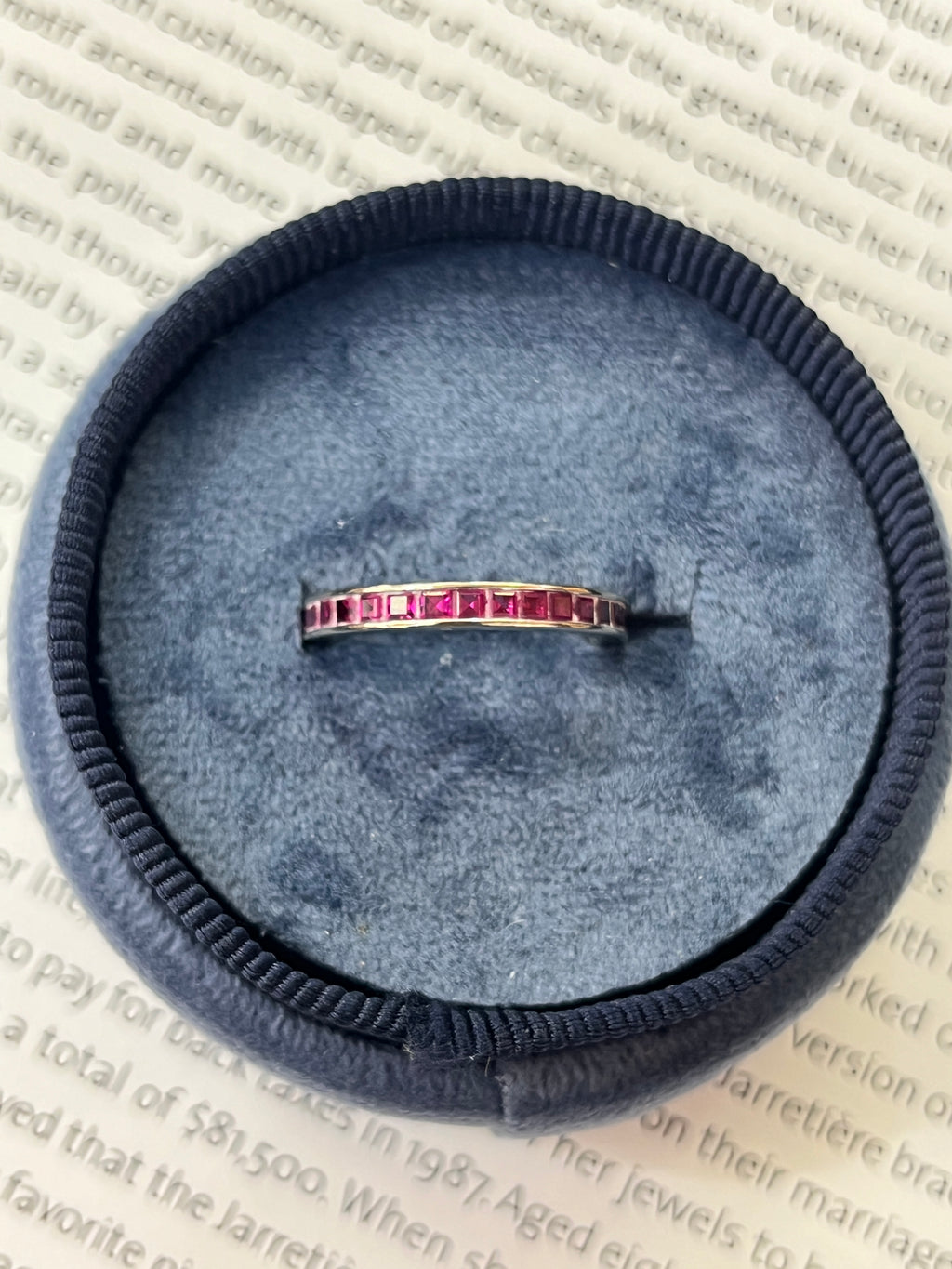 Vintage Ruby 14K White Gold Eternity Band Size 6