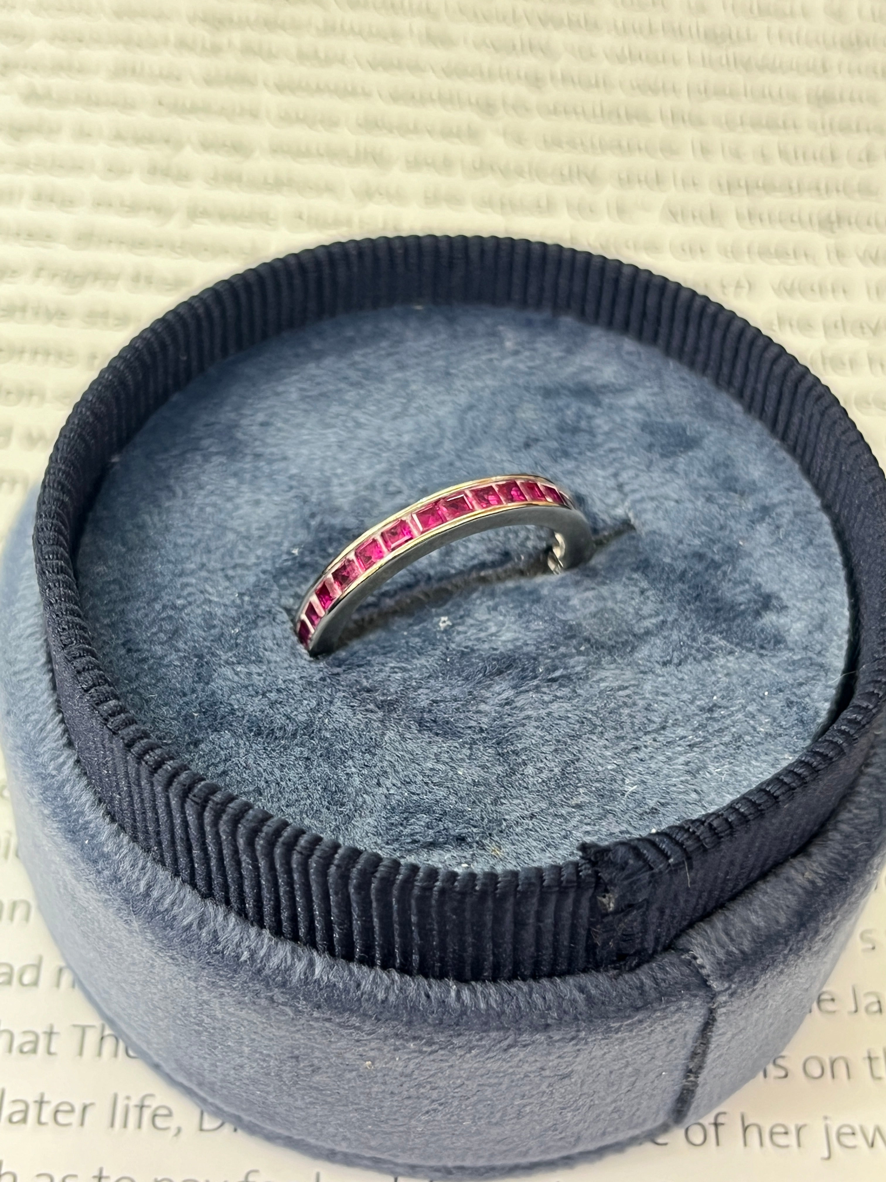 Vintage Ruby 14K White Gold Eternity Band Size 6