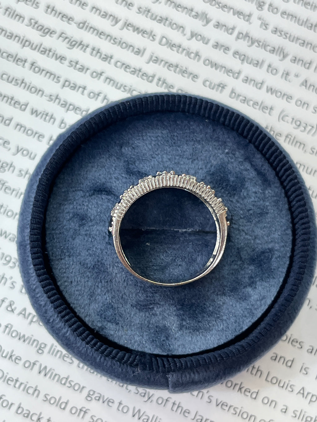 Vintage 14K White Gold Sapphire & Diamond Wide Band