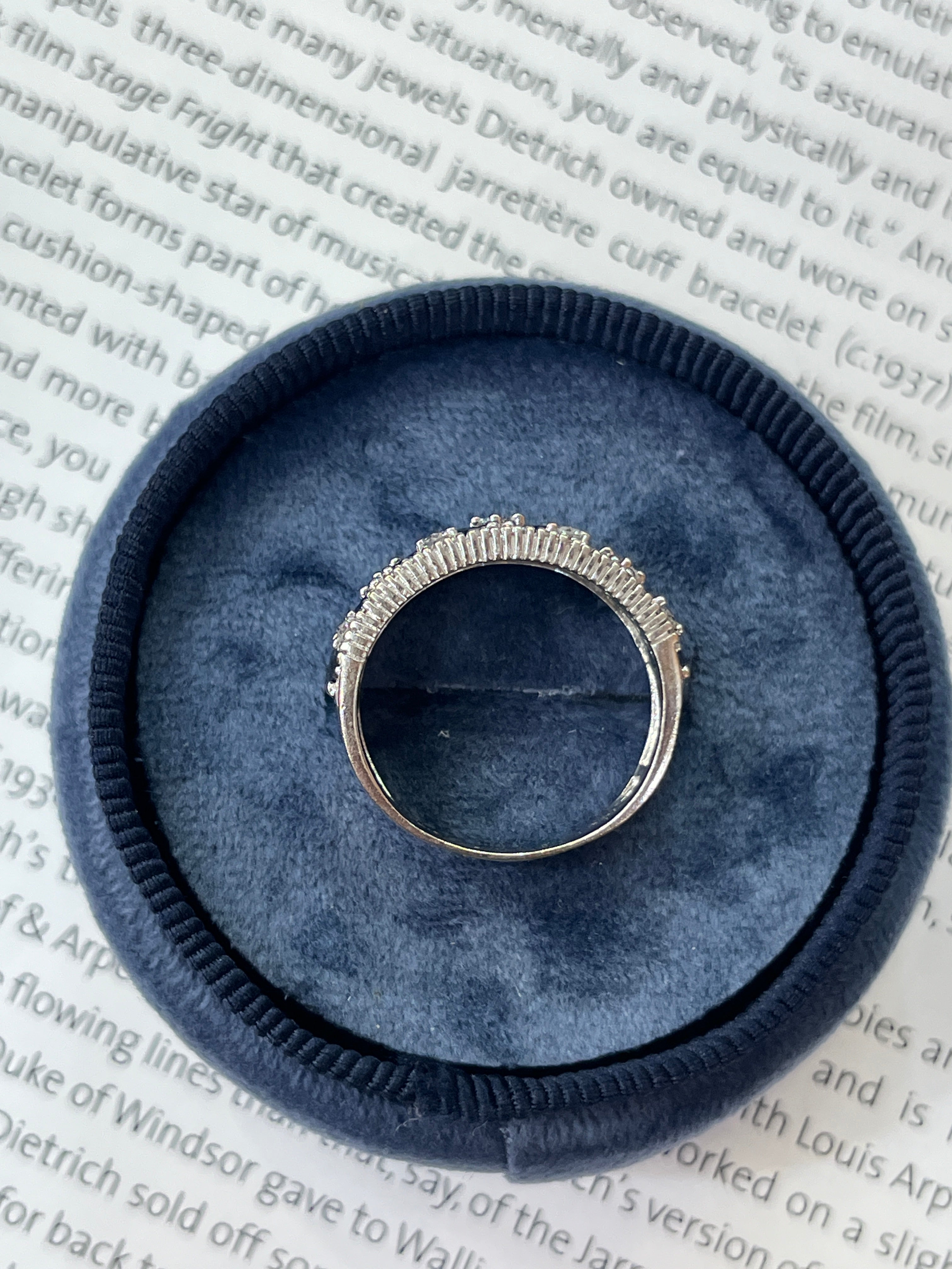 Vintage 14K White Gold Sapphire & Diamond Wide Band