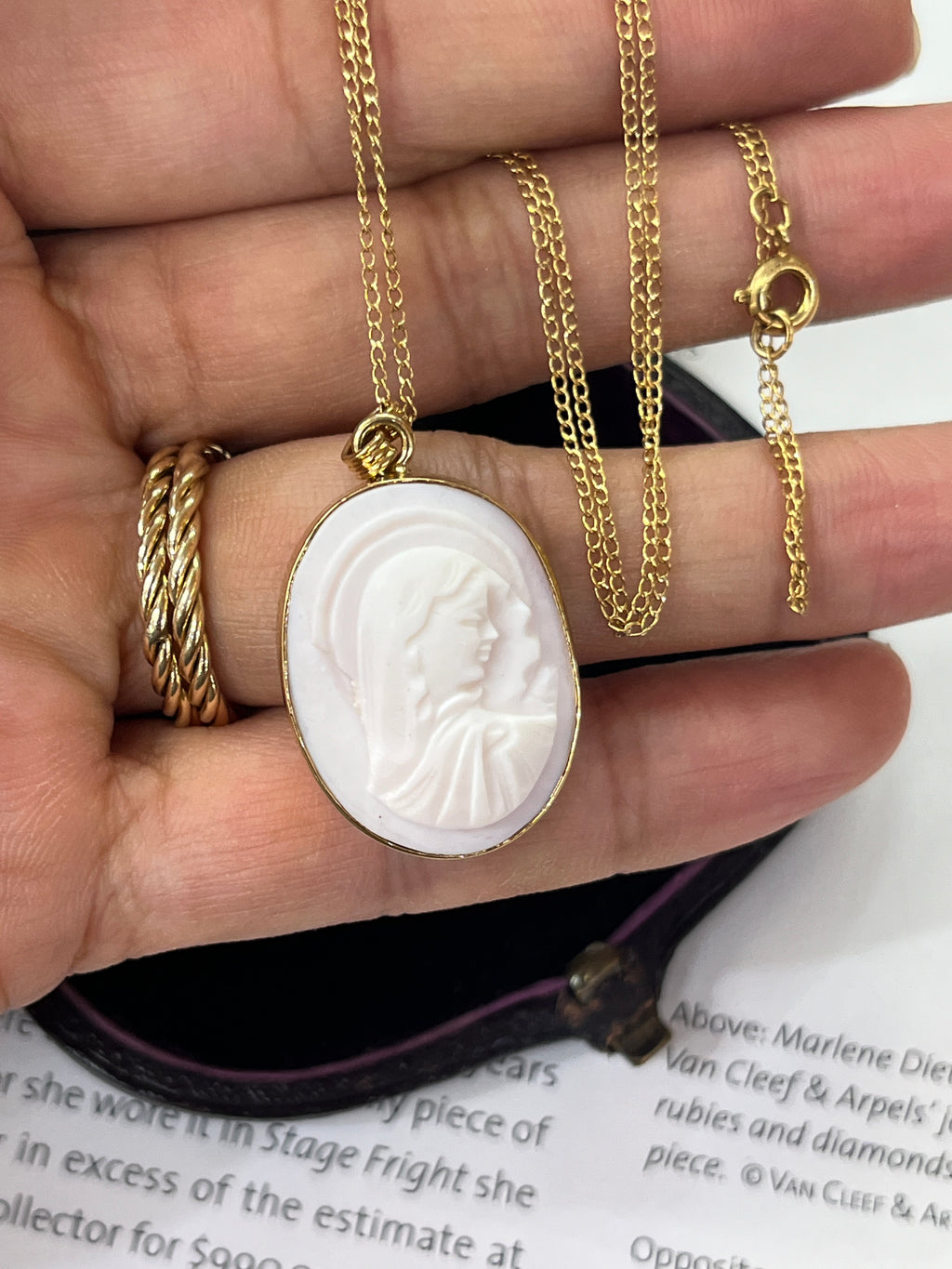 Vintage Mary Cameo Pendant Necklace