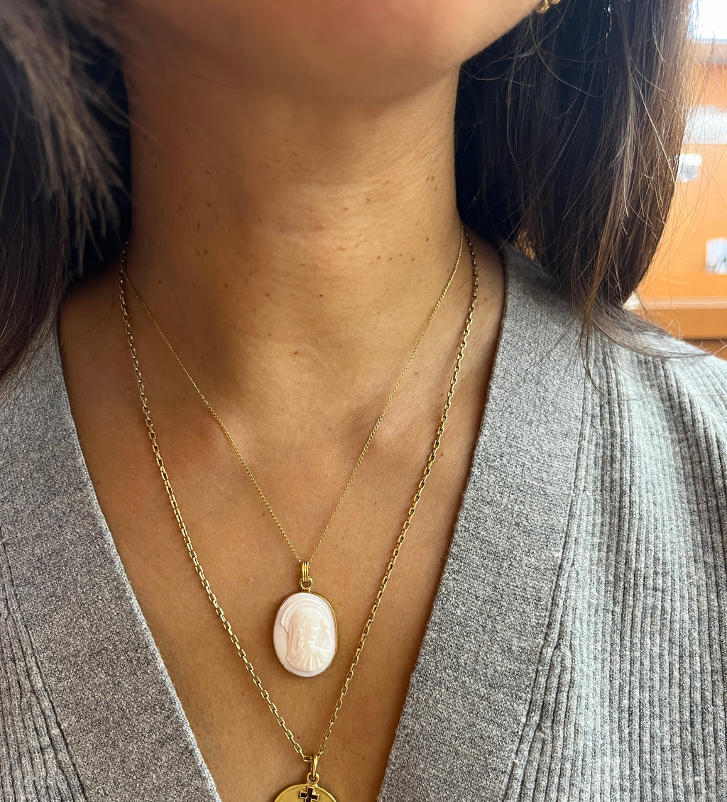 Vintage Mary Cameo Pendant Necklace