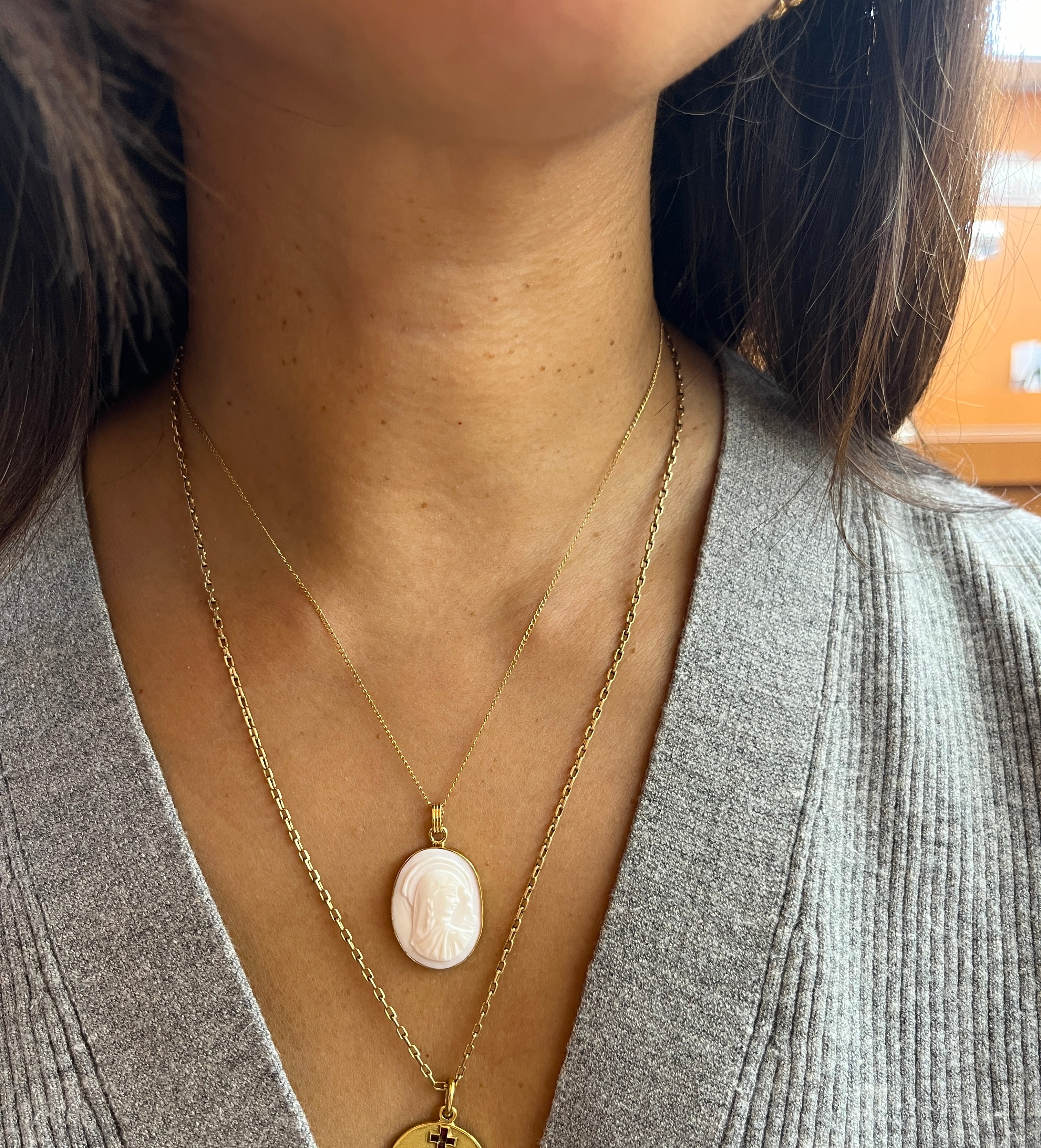 Vintage Mary Cameo Pendant Necklace