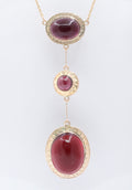 Victorian 9K Rose Gold Garnet Lariat Pendant Necklace