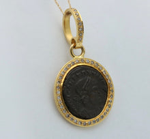 Load image into Gallery viewer, Vintage 18K Yellow Gold Antique Roman Coin Medallion Charm
