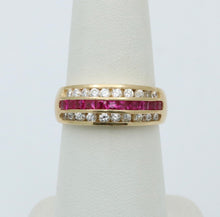 Load image into Gallery viewer, Vintage 14K Yellow Gold Diamond &amp; Ruby Band
