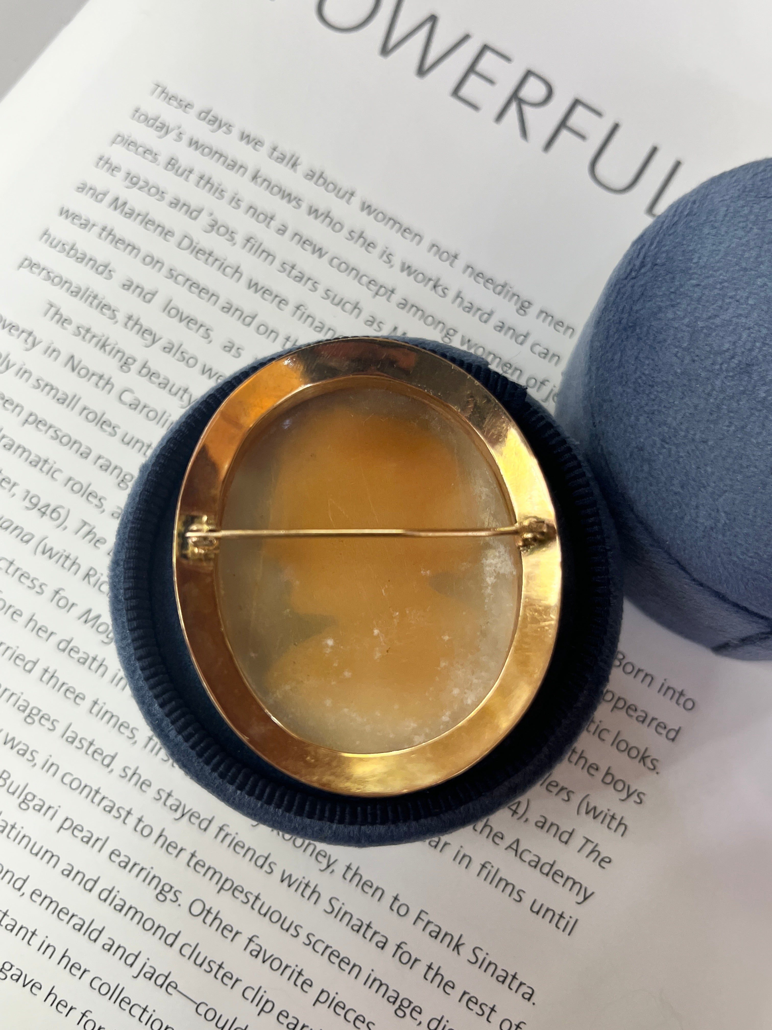 Vintage 14K Yellow Gold Woman’s Portrait Cameo Brooch