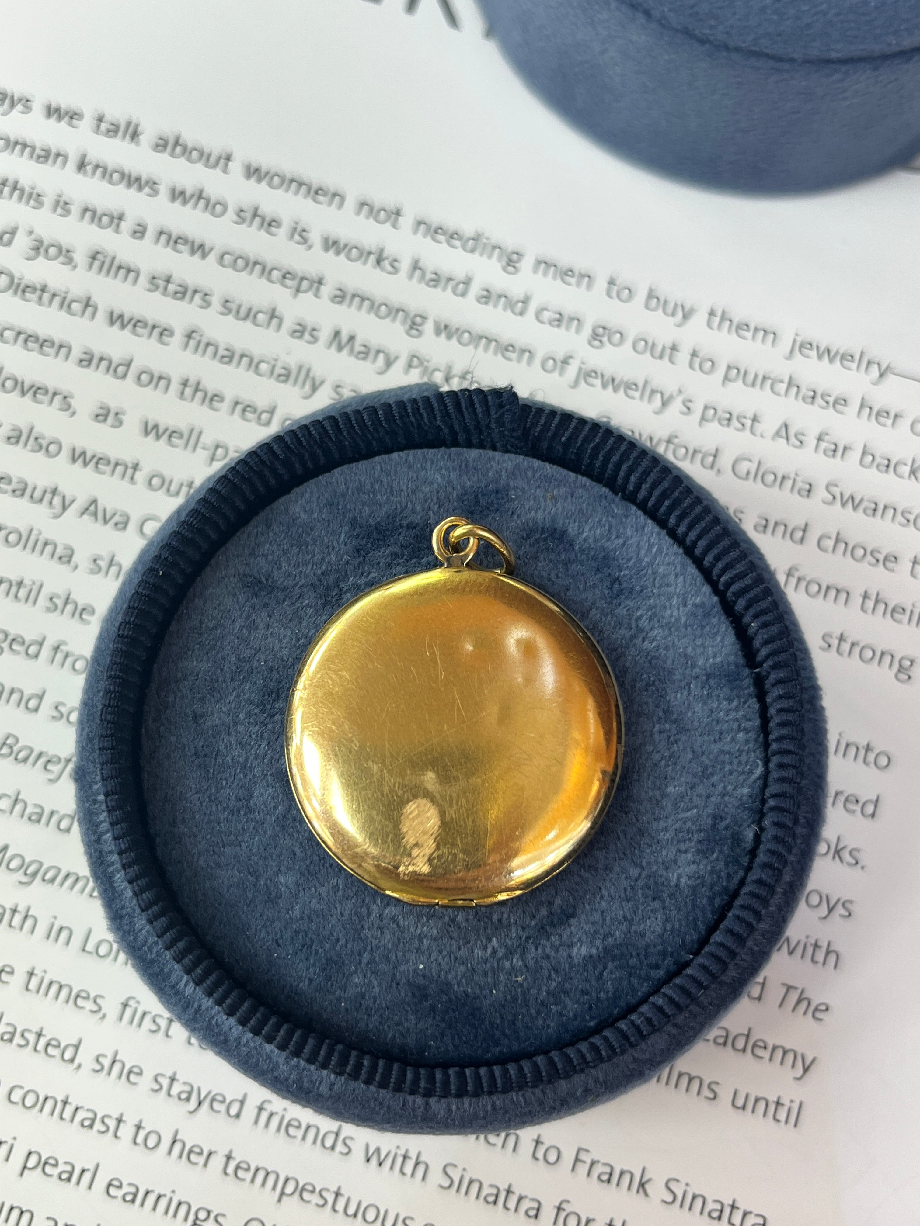 Art Deco 18K Yellow Gold Greek Key Enamel Diamond Locket Pendant