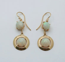 Load image into Gallery viewer, Vintage 14K yellow Gold Opal Dangling Earrings
