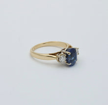 Load image into Gallery viewer, Vintage 14k Yellow Gold Sapphire &amp; Diamond Ring, Engagement Ring.
