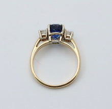 Load image into Gallery viewer, Vintage 14k Yellow Gold Sapphire &amp; Diamond Ring, Engagement Ring.
