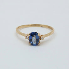 Load image into Gallery viewer, Vintage 14K Yellow Gold Sapphire &amp; Diamond Ring, Engagement Ring
