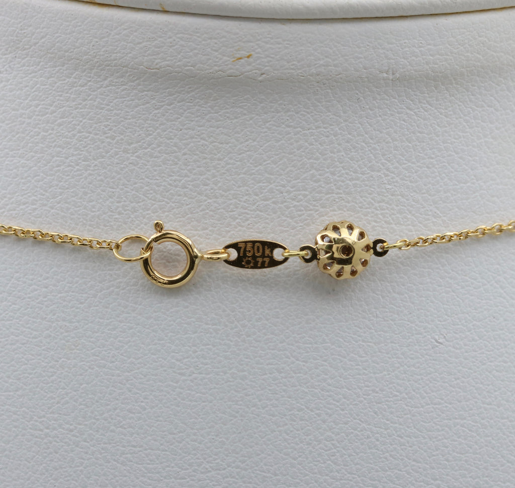 Estate 18K Yellow Gold  9 charms 33.5” Chain Long Necklace