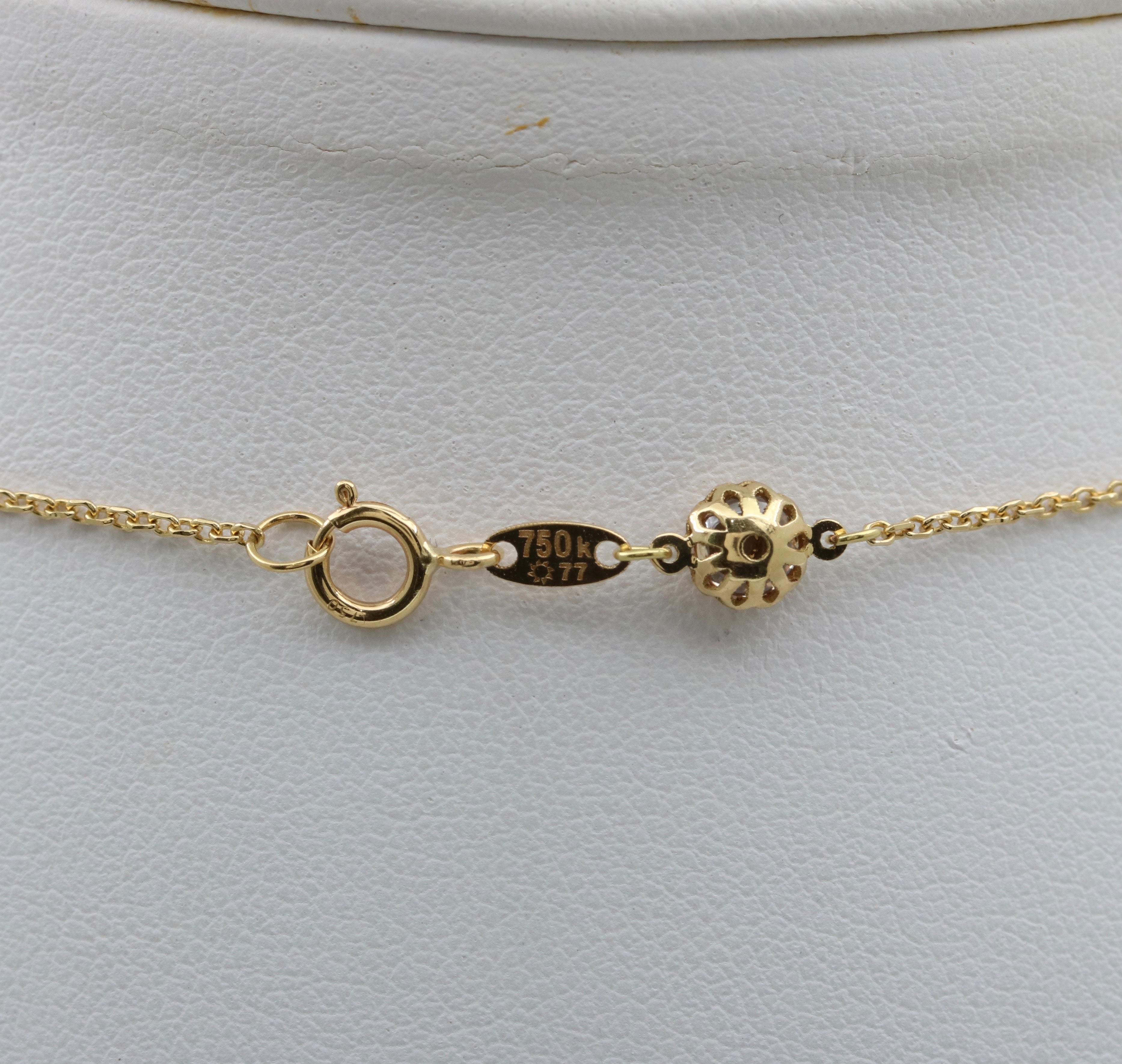 Estate 18K Yellow Gold  9 charms 33.5” Chain Long Necklace