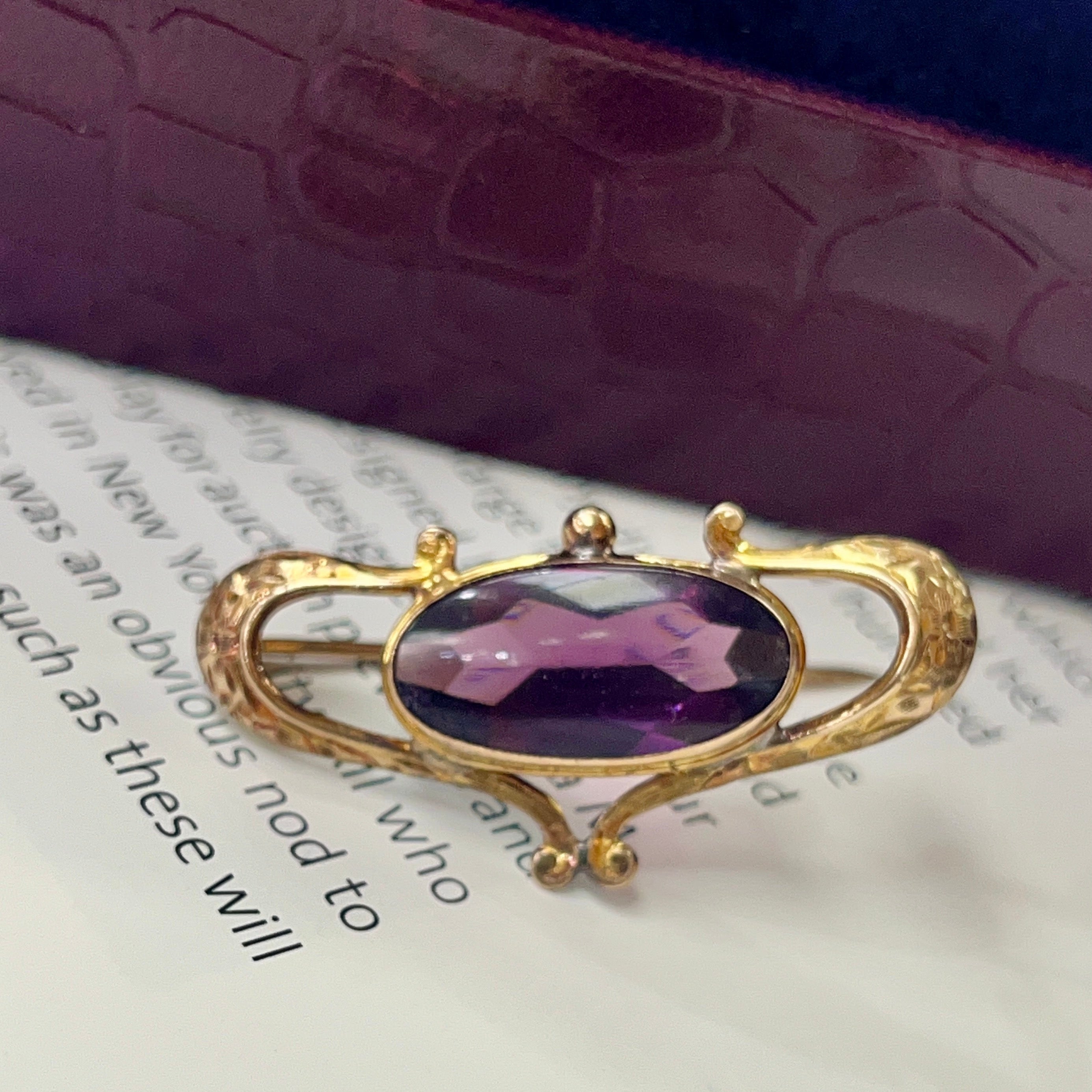 Art Nouveau 10K Gold Forget Me Not Brooch. Pin