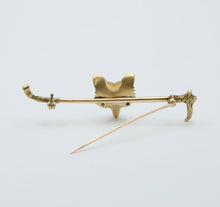 Load image into Gallery viewer, Vintage 14K Yellow Gold Fox Head &amp; Whip Bar Pin
