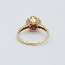 Load image into Gallery viewer, Vintage 10K Yellow Gold Opal &amp; Ruby Flower Ring
