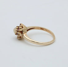 Load image into Gallery viewer, Vintage 10K Yellow Gold Opal &amp; Ruby Flower Ring
