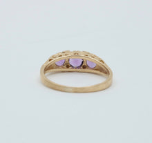 Load image into Gallery viewer, Victorian 14K Yellow Gold Three Stones Amethyst &amp; Diamond Ring
