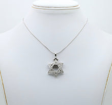 Load image into Gallery viewer, Estate 14K White Gold Star of David Diamond Pendant Necklace
