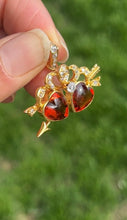 Load image into Gallery viewer, Antique 18K Yellow Gold Two Heart Citrine Diamond Pendant
