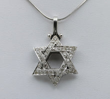 Load image into Gallery viewer, Estate 14K White Gold Star of David Diamond Pendant Necklace
