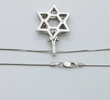 Load image into Gallery viewer, Estate 14K White Gold Star of David Diamond Pendant Necklace
