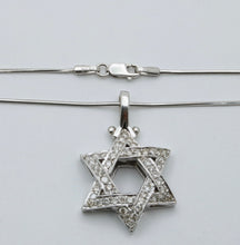 Load image into Gallery viewer, Estate 14K White Gold Star of David Diamond Pendant Necklace
