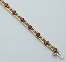 Load image into Gallery viewer, Vintage 14K Yellow Gold Ruby &amp; Diamond Tennis Bracelet
