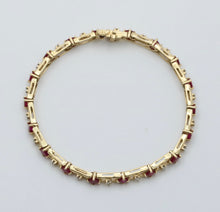 Load image into Gallery viewer, Vintage 14K Yellow Gold Ruby &amp; Diamond Tennis Bracelet
