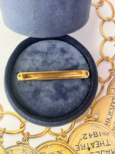 Load image into Gallery viewer, Art Deco 14K Yellow Gold Black Enamel Seed Pearl Bar Pin
