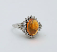 Load image into Gallery viewer, Vintage Platinum Fire Opal Diamond Ring, Statement Ring
