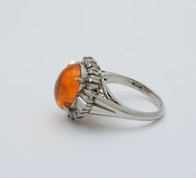 Load image into Gallery viewer, Vintage Platinum Fire Opal Diamond Ring, Statement Ring
