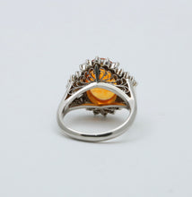 Load image into Gallery viewer, Vintage Platinum Fire Opal Diamond Ring, Statement Ring
