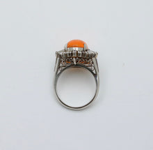 Load image into Gallery viewer, Vintage Platinum Fire Opal Diamond Ring, Statement Ring
