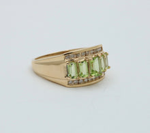 Load image into Gallery viewer, Vintage 14K Yellow Gold Peridot &amp; DIamond Ring, Statement Ring
